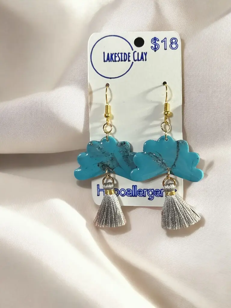 Faux Turquoise Fans with Tassels