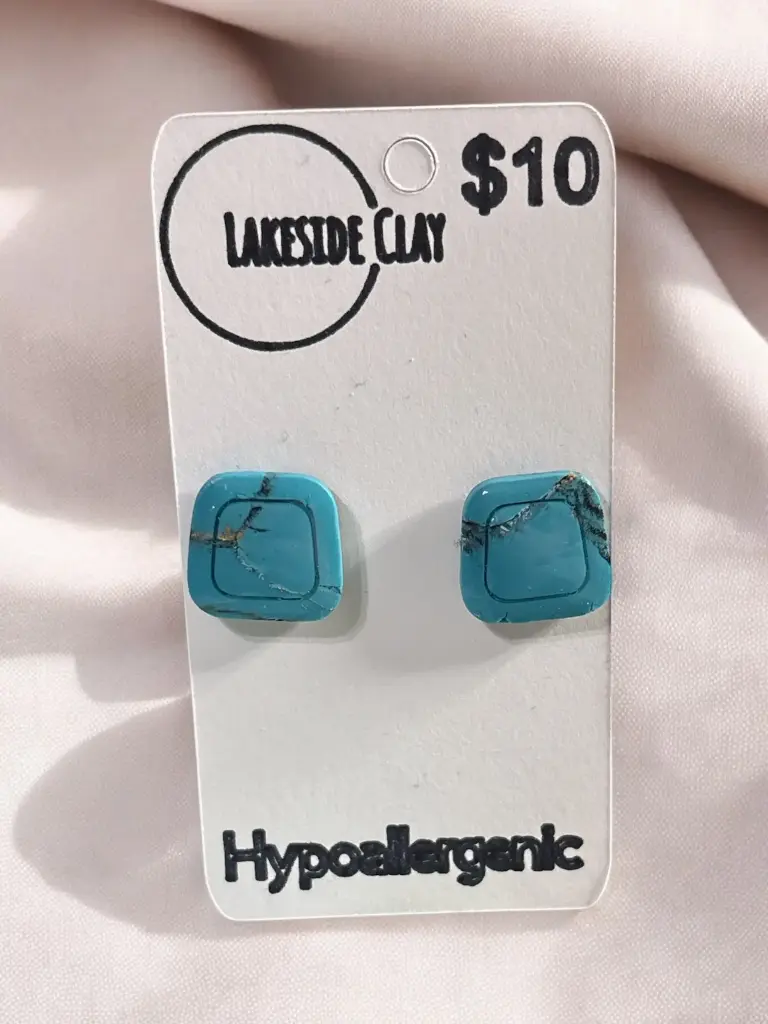 Faux Turquoise Geometric Studs