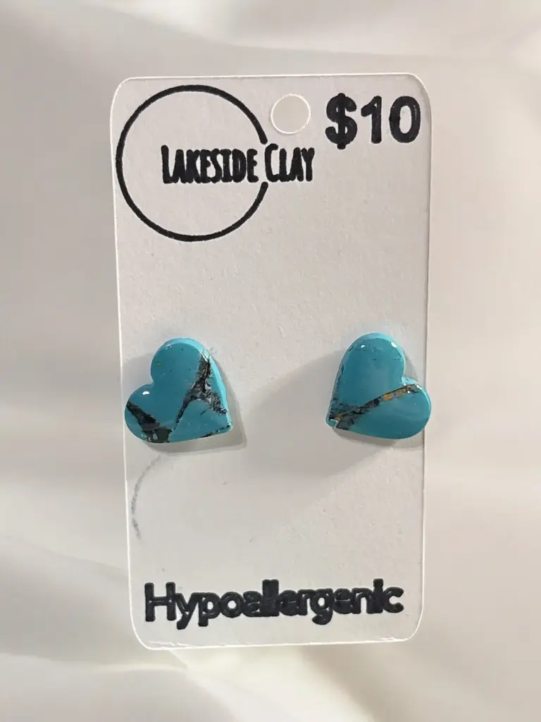 Faux Turquoise Heart Studs