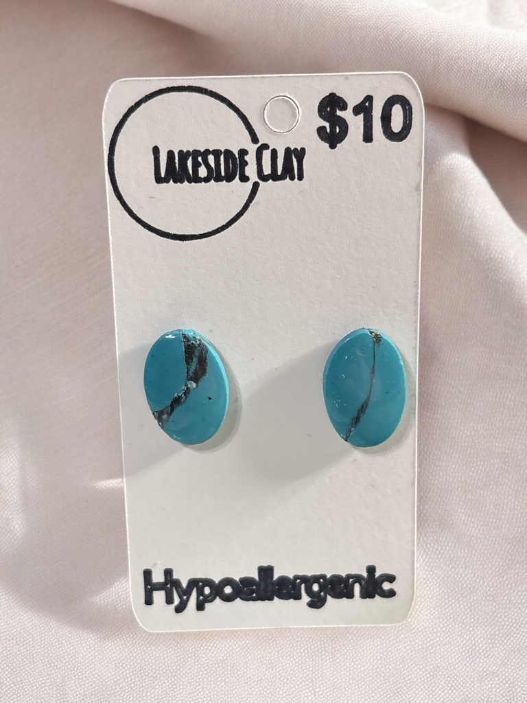 Faux Turquoise Oval Studs