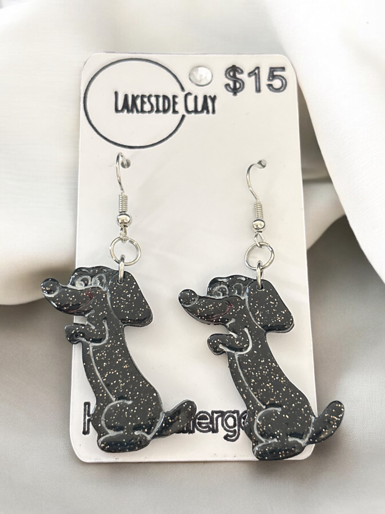 Sparkly Black Begging Dogs