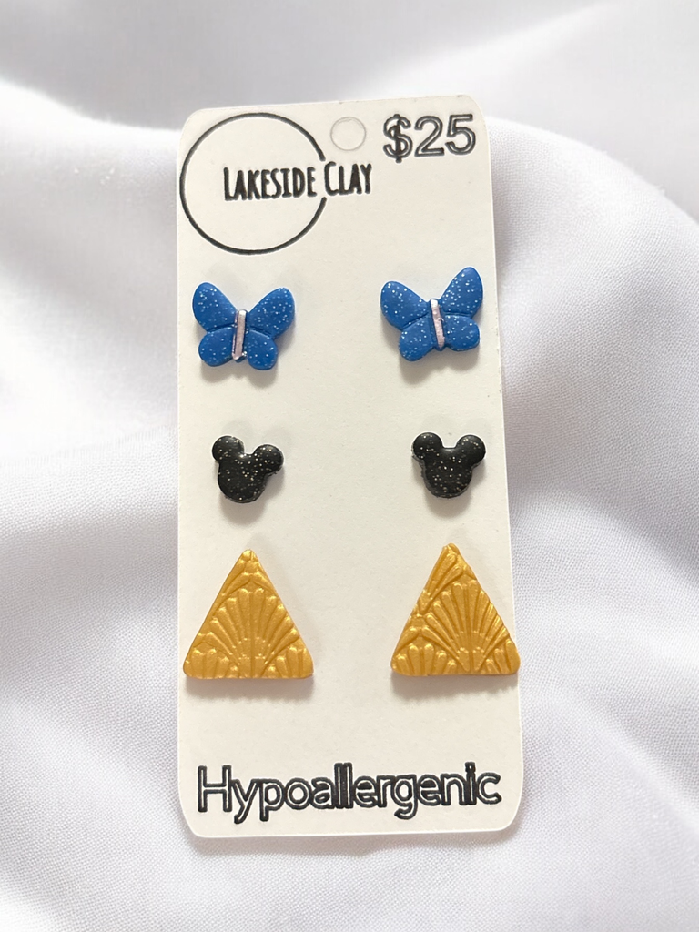 Butterflies, Mice, Triangles Studs