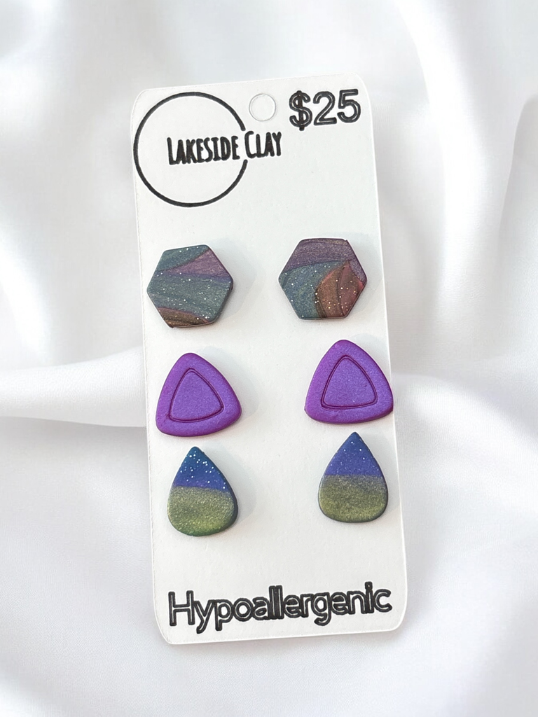 Hexagons, Triangles, Drops Studs