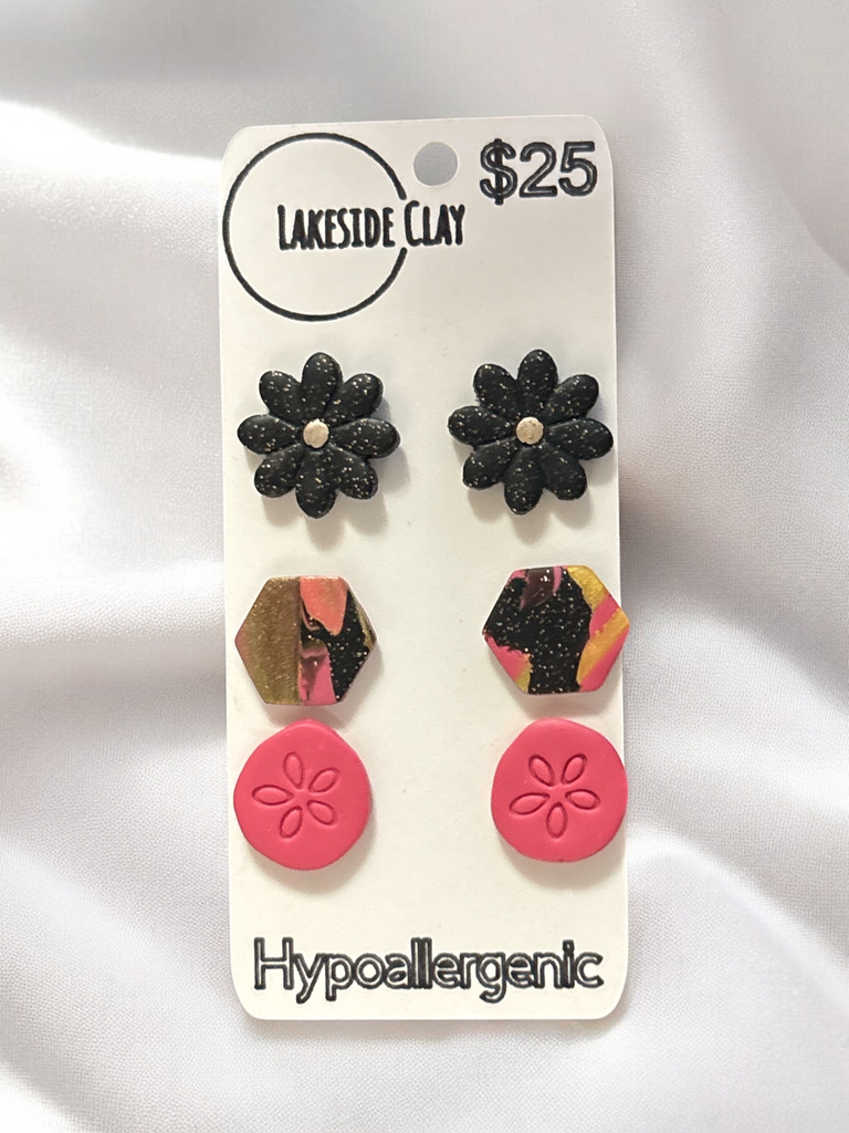 Flowers, Hexagons, Sand Dollars Studs