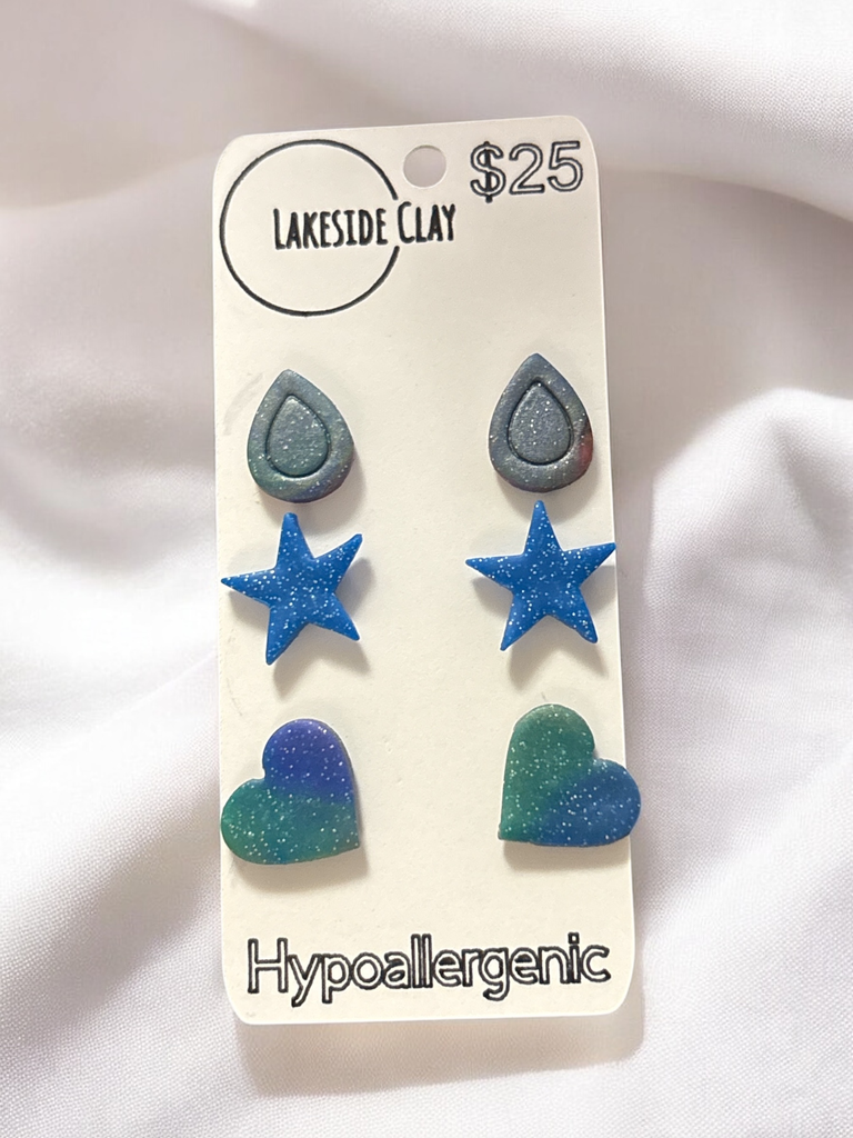 Drops, Stars, Hearts Studs