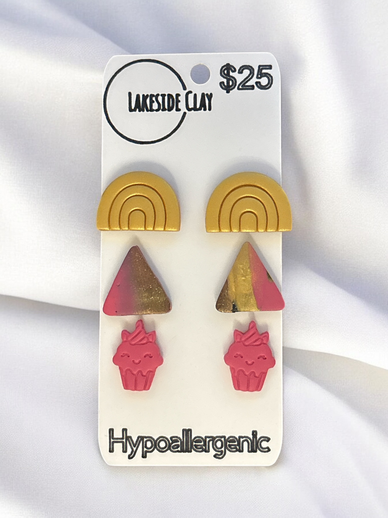 Rainbows, Triangles, Cupcakes Studs