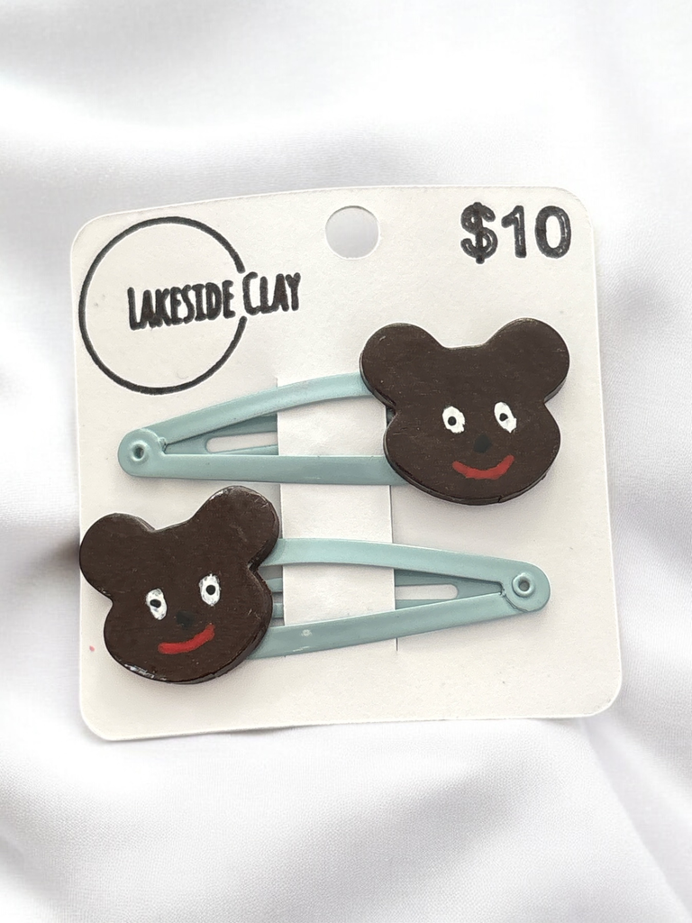 Teddy Bear Faces Hair Clips