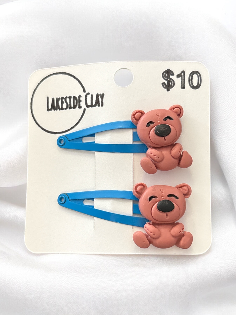 Pink Teddies Hair Clips