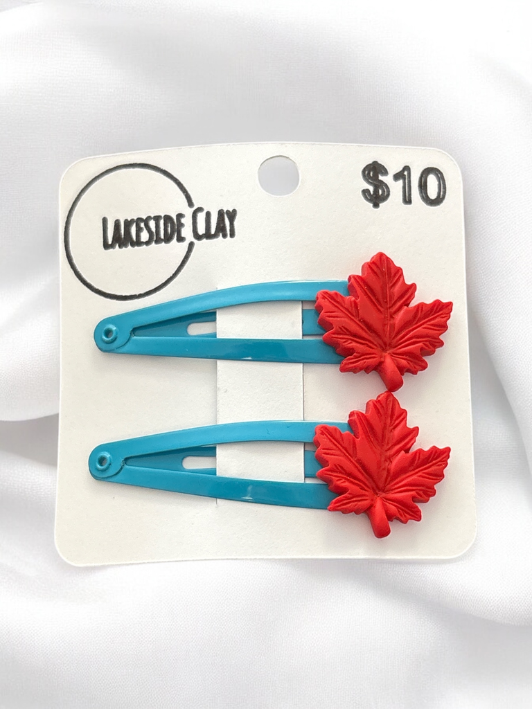 Red Maple Leaves Hair Clips