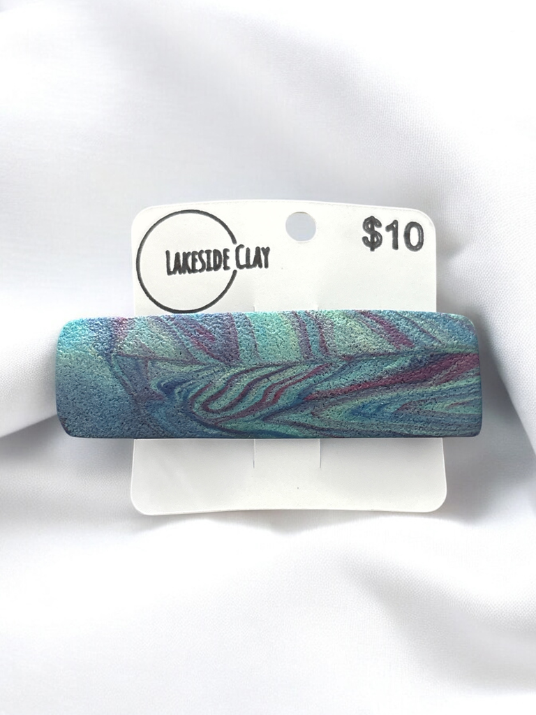 Peacock Marble Barrette