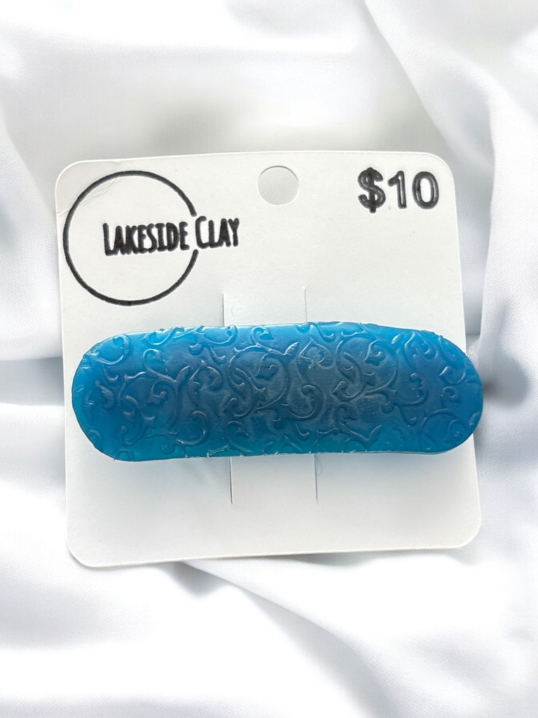 Translucent Blue Damask Barrette