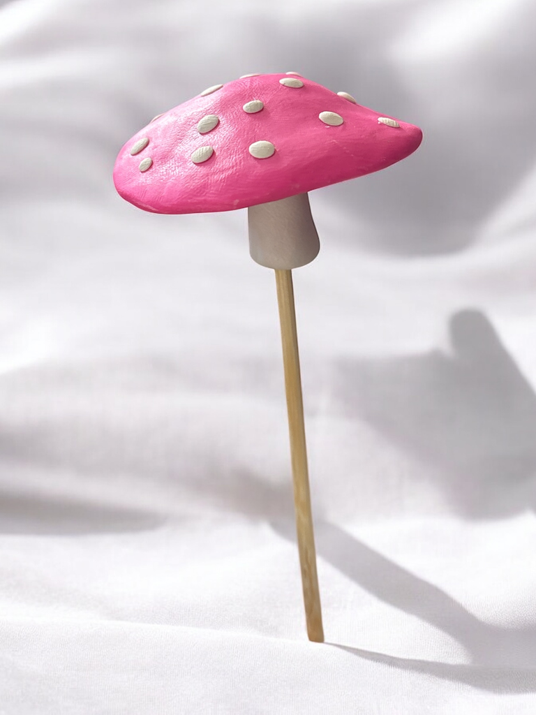 Pink Mushroom Plant Stake