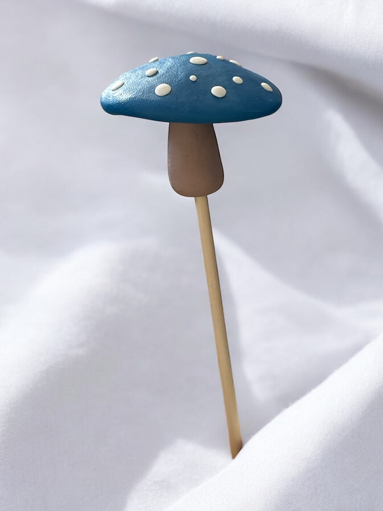 Blue Mushroom Plant Stake