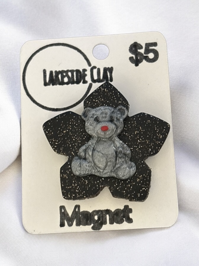 Silver Teddy Bear Magnet