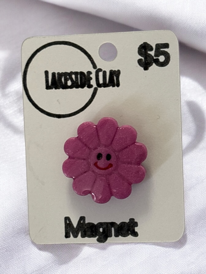 Pink Smiley Flower Magnet