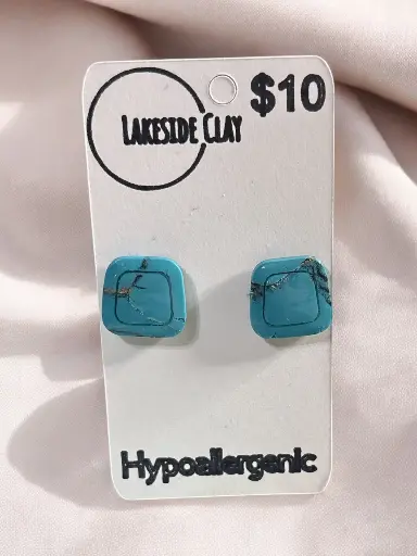 [56-10] Faux Turquoise Geometric Studs