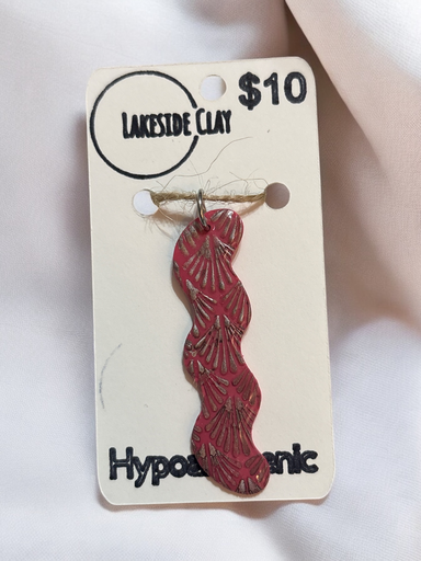 [46-36] Pink Art Deco Squiggle Pendant