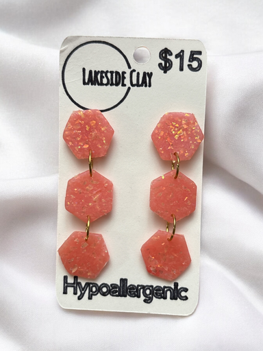 [43-16] Pink Opalescent Triple Hexagons