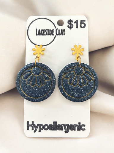 [11-13] Sparkly Midnight Blue Flower Circles