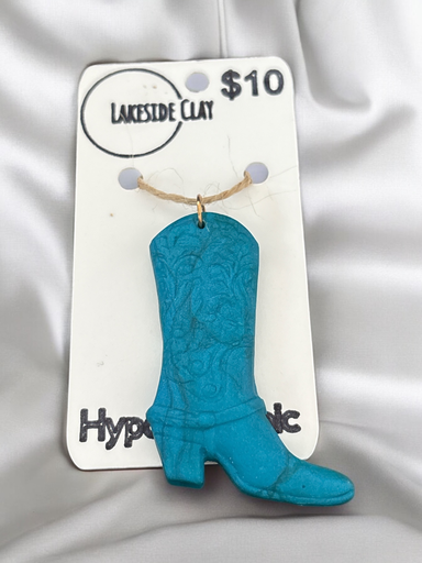 [30-2] Teal Cowboy Boot Pendant