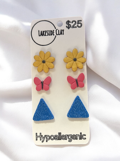 [SP-31] Flower, Butterfly, Triangle Studs