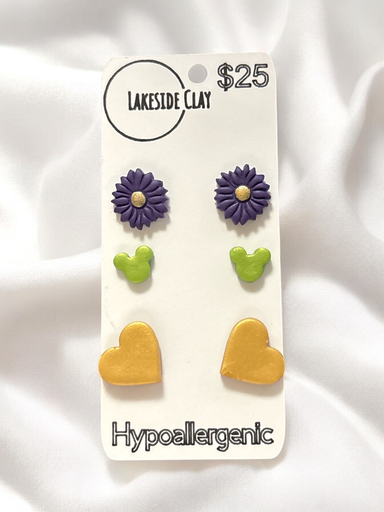 [SP-33] Flowers, Mice, Hearts Studs