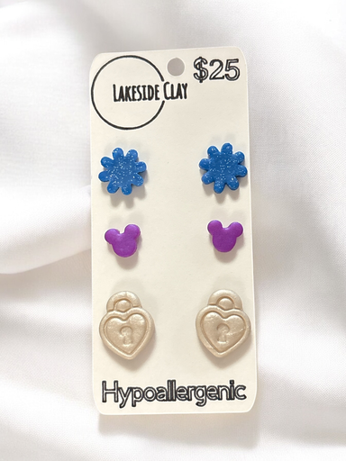 [SP-13] Flowers, Mice, Heart Locks Studs