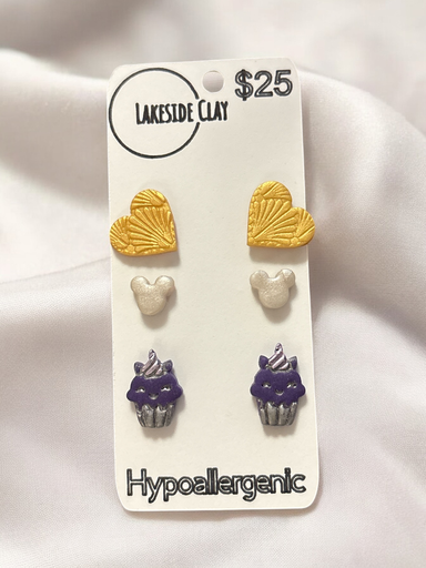 [SP-40] Hearts, Mice, Cupcakes Studs