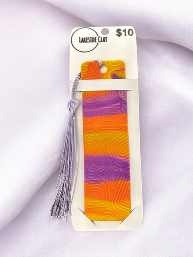 [22-82] Purple, Orange Yellow Twist Geometric Bookmark