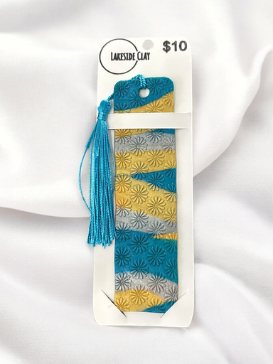 [22-60] Teal, Silver, Gold Twist Daisies Bookmark